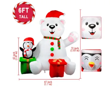 christmas polar bear inflatable