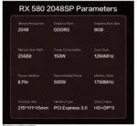 Graphics Card Gaming 8GB RX 580 2048SP