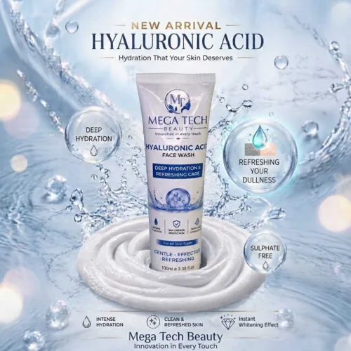 Acne Clear Face Wash Oil Control Face Wash for Clear & Glowing Skin Mega Tech Beauty Blue Features 2